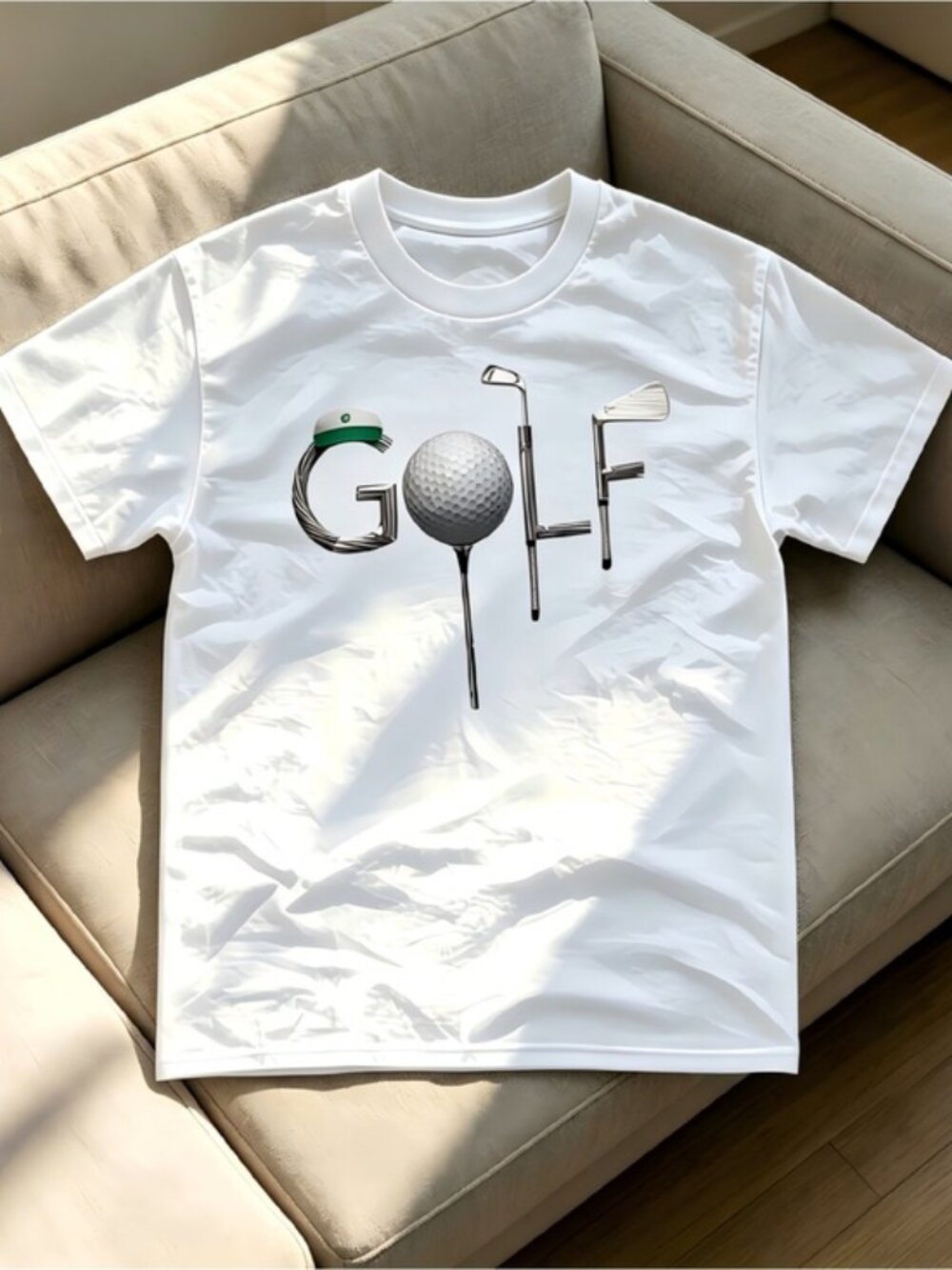 A golf-print white Women Men T-shirt unisex